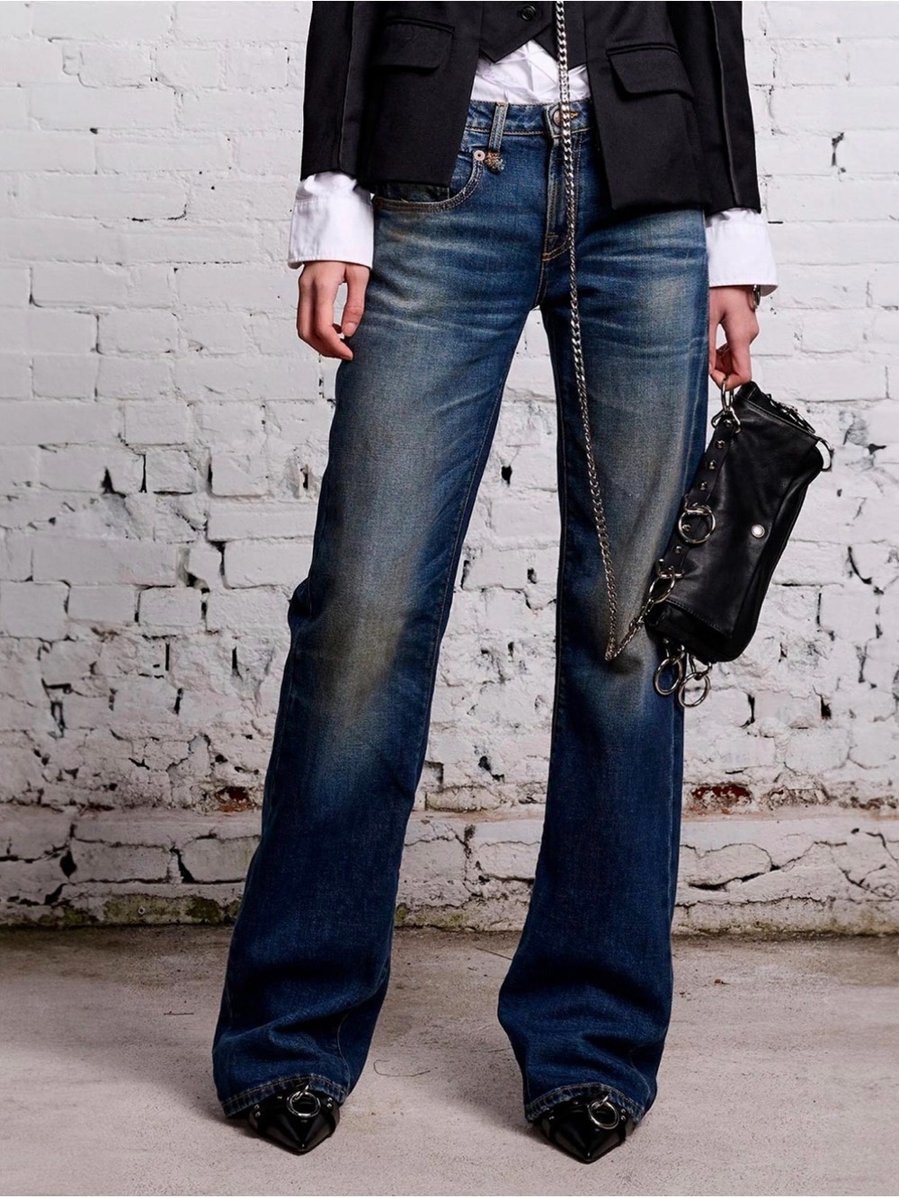 R13 Boy Flare Jean in Ansel Blue